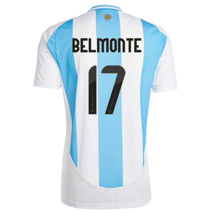 Criança Camisola Argentina Tomas Belmonte #17 Branco Azul Principal 24-26 Camisa Brasil