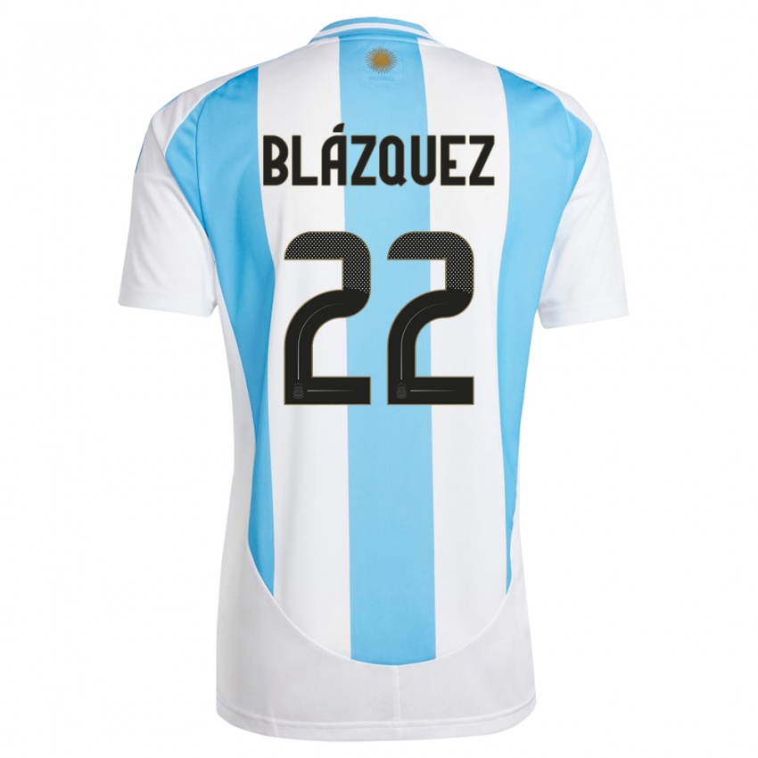 Criança Camisola Argentina Joaquin Blazquez #22 Branco Azul Principal 24-26 Camisa Brasil