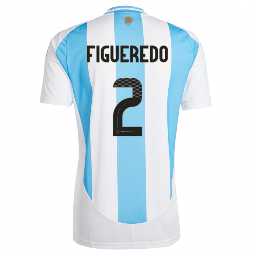 Criança Camisola Argentina Leandro Figueredo #2 Branco Azul Principal 24-26 Camisa Brasil