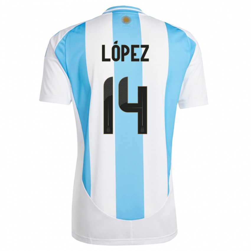 Criança Camisola Argentina Lautaro Lopez #14 Branco Azul Principal 24-26 Camisa Brasil