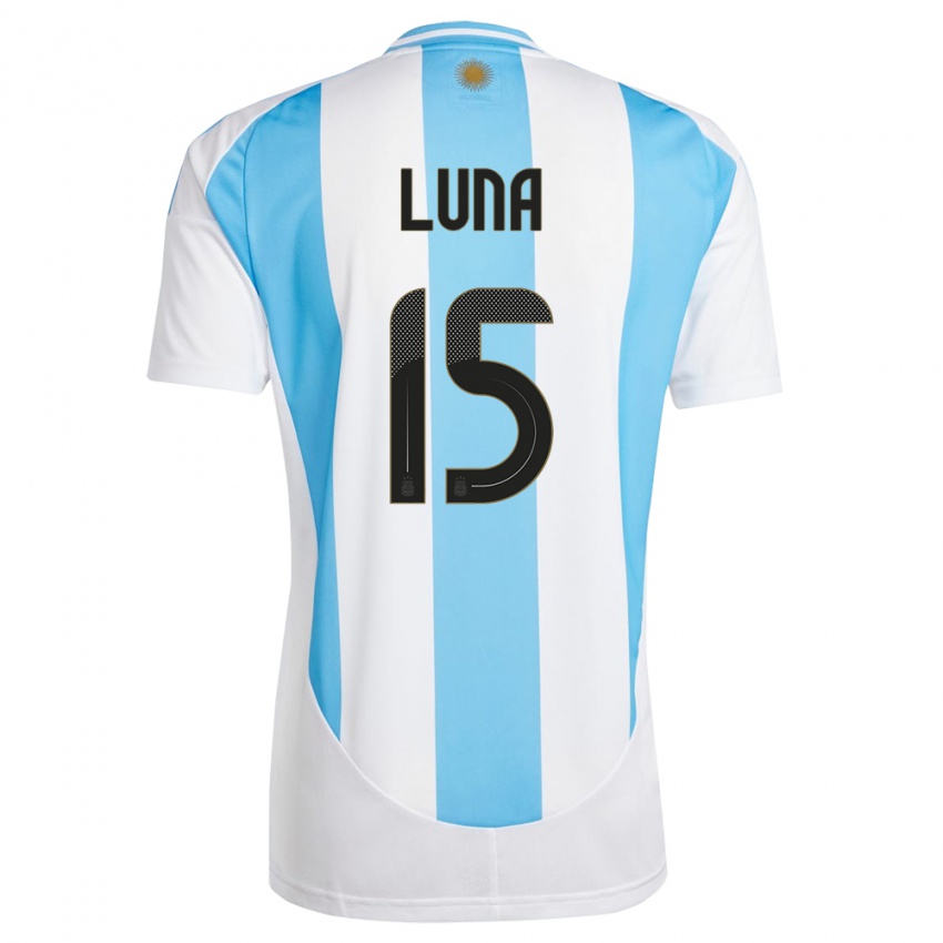 Criança Camisola Argentina Alex Luna #15 Branco Azul Principal 24-26 Camisa Brasil