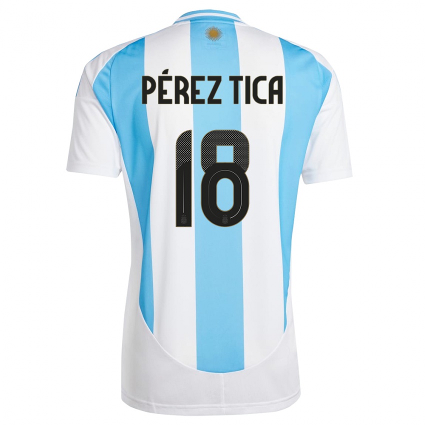 Criança Camisola Argentina Jeremias Perez Tica #18 Branco Azul Principal 24-26 Camisa Brasil