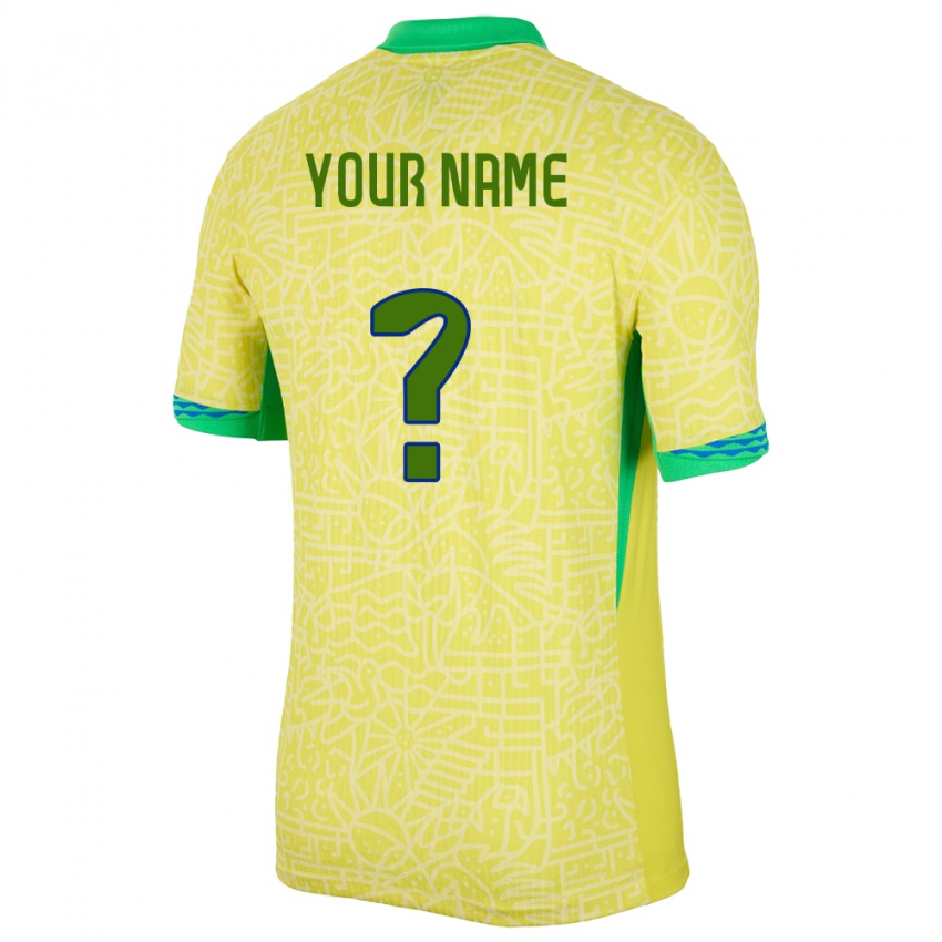 Criança Camisola Brasil Seu Nome #0 Amarelo Principal 24-26 Camisa Brasil