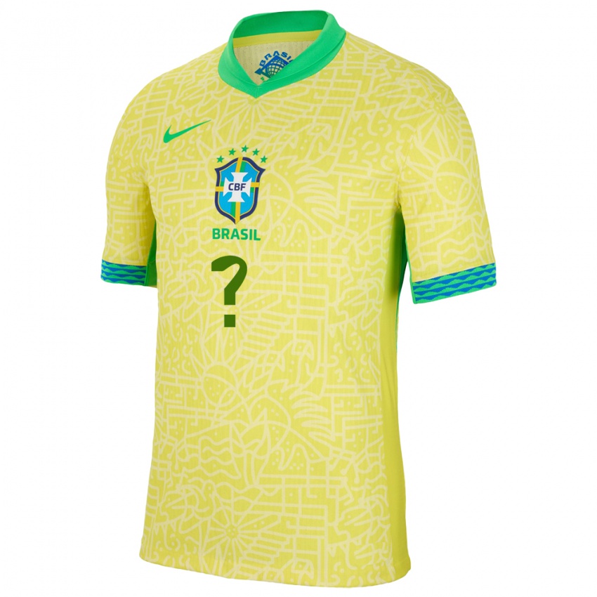 Criança Camisola Brasil Seu Nome #0 Amarelo Principal 24-26 Camisa Brasil