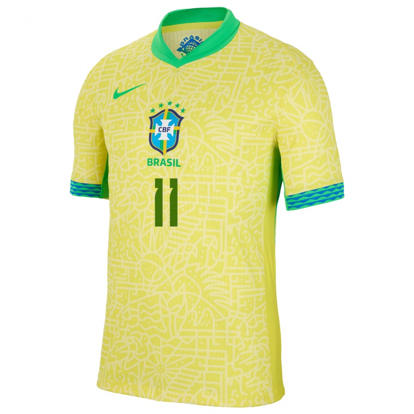 Criança Camisola Brasil Caio #11 Amarelo Principal 24-26 Camisa Brasil