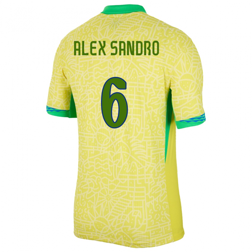 Criança Camisola Brasil Alex Sandro #6 Amarelo Principal 24-26 Camisa Brasil