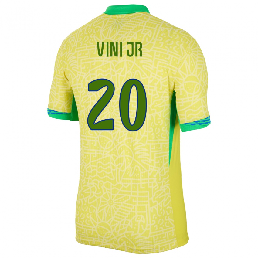 Criança Camisola Brasil Vinicius Junior #20 Amarelo Principal 24-26 Camisa Brasil