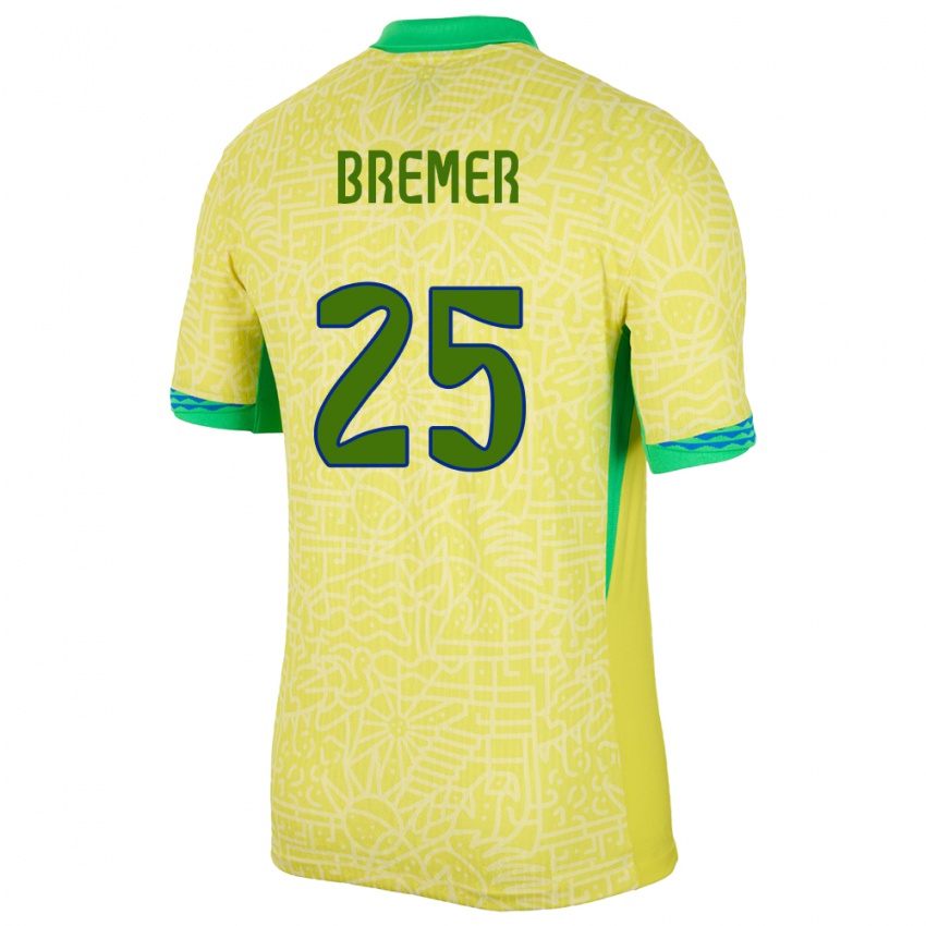 Criança Camisola Brasil Bremer #25 Amarelo Principal 24-26 Camisa Brasil