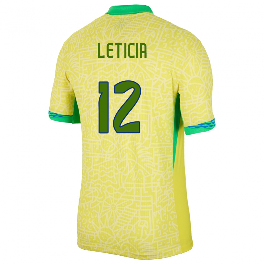 Criança Camisola Brasil Leticia #12 Amarelo Principal 24-26 Camisa Brasil