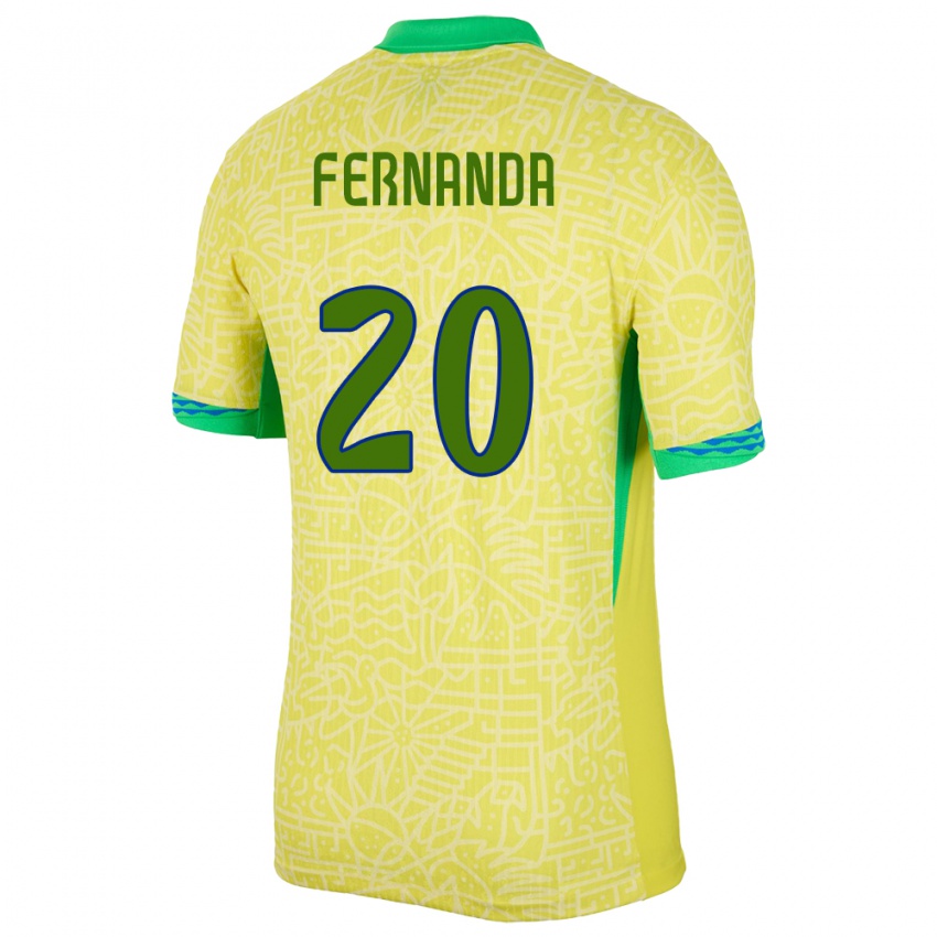 Criança Camisola Brasil Fernanda Palermo #20 Amarelo Principal 24-26 Camisa Brasil