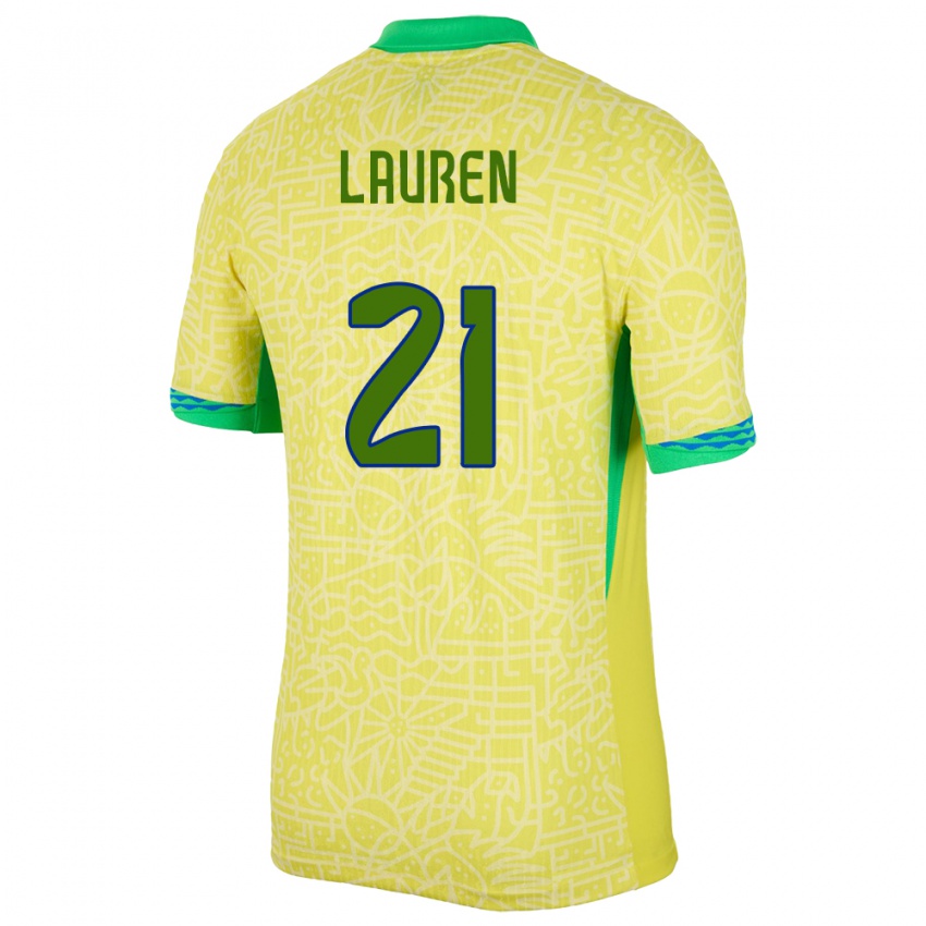 Criança Camisola Brasil Lauren Costa #21 Amarelo Principal 24-26 Camisa Brasil