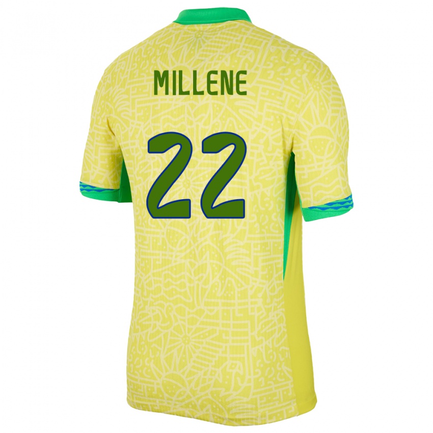 Criança Camisola Brasil Millene #22 Amarelo Principal 24-26 Camisa Brasil