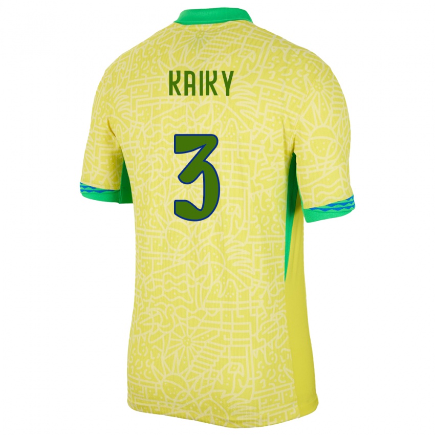 Criança Camisola Brasil Kaiky #3 Amarelo Principal 24-26 Camisa Brasil