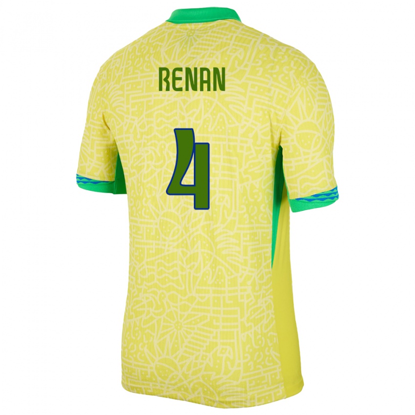 Criança Camisola Brasil Robert Renan #4 Amarelo Principal 24-26 Camisa Brasil