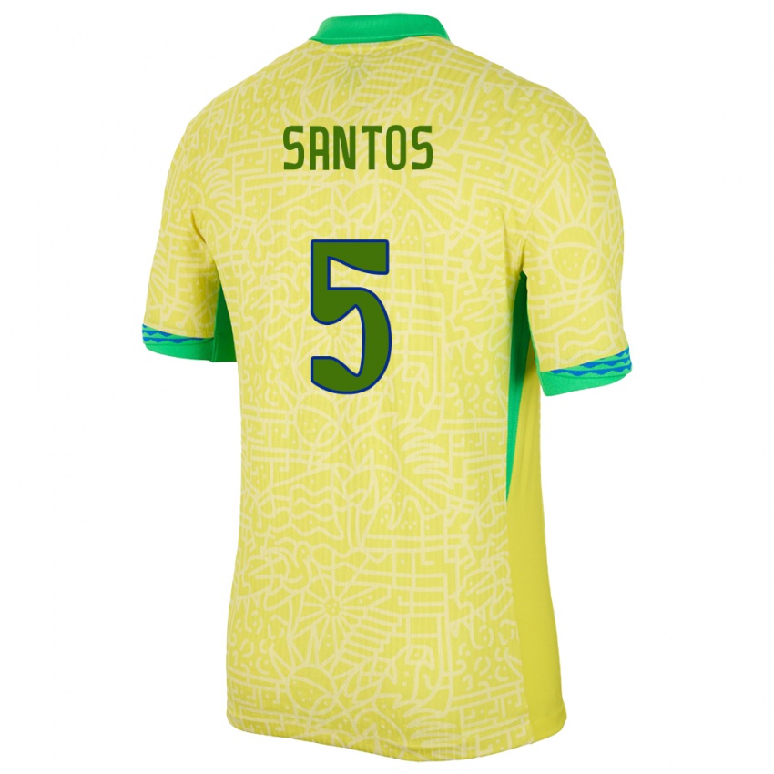 Criança Camisola Brasil Andrey Santos #5 Amarelo Principal 24-26 Camisa Brasil