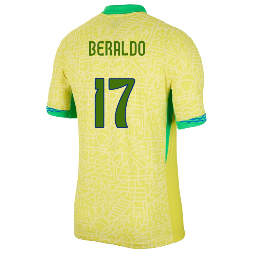 Criança Camisola Brasil Lucas Beraldo #17 Amarelo Principal 24-26 Camisa Brasil