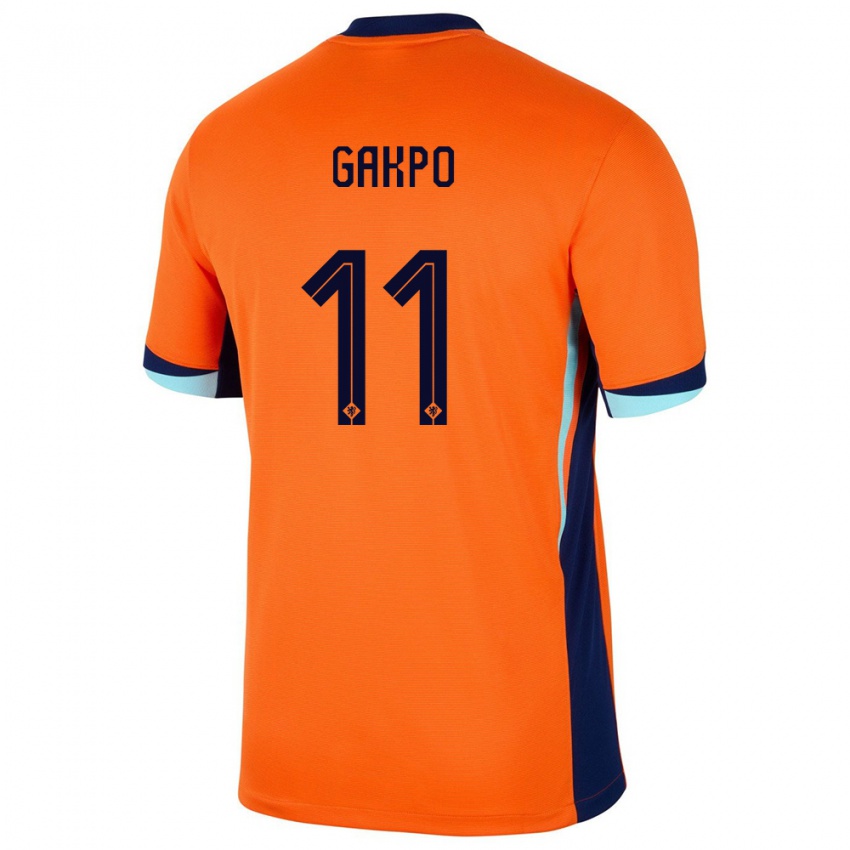 Criança Camisola Países Baixos Cody Gakpo #11 Laranja Principal 24-26 Camisa Brasil