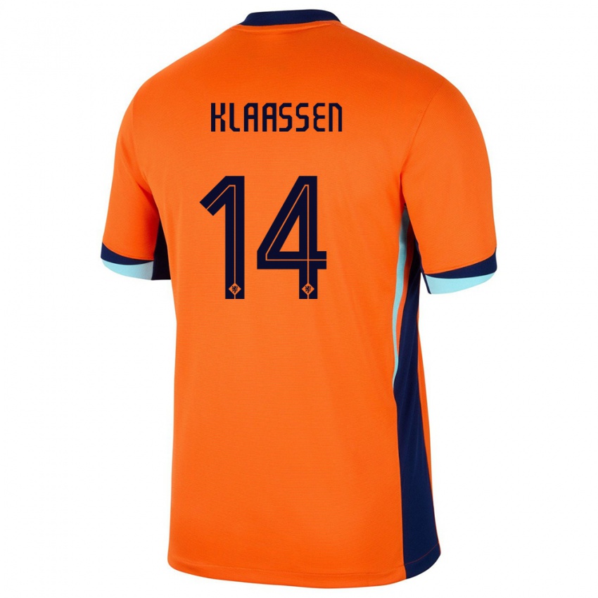 Criança Camisola Países Baixos Davy Klaassen #14 Laranja Principal 24-26 Camisa Brasil