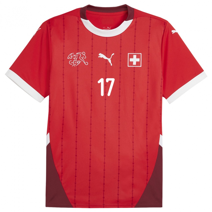 Criança Camisola Suiça Ruben Vargas #17 Vermelho Principal 24-26 Camisa Brasil