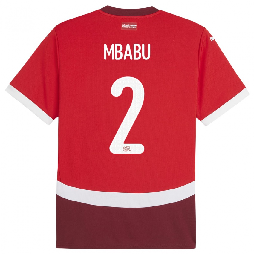 Criança Camisola Suiça Kevin Mbabu #2 Vermelho Principal 24-26 Camisa Brasil