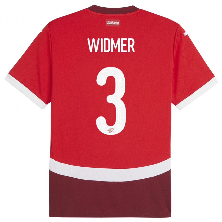 Criança Camisola Suiça Silvan Widmer #3 Vermelho Principal 24-26 Camisa Brasil