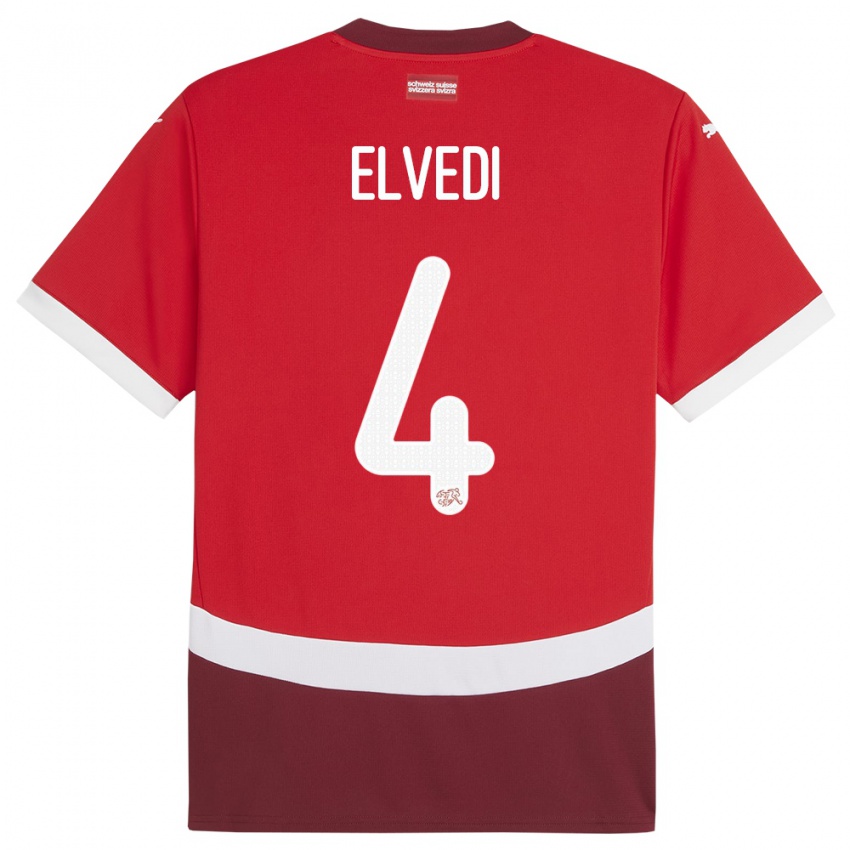 Criança Camisola Suiça Nico Elvedi #4 Vermelho Principal 24-26 Camisa Brasil