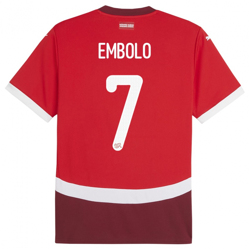 Criança Camisola Suiça Breel Embolo #7 Vermelho Principal 24-26 Camisa Brasil