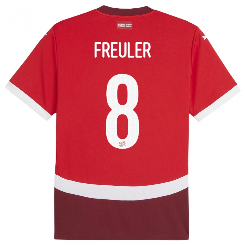 Criança Camisola Suiça Remo Freuler #8 Vermelho Principal 24-26 Camisa Brasil