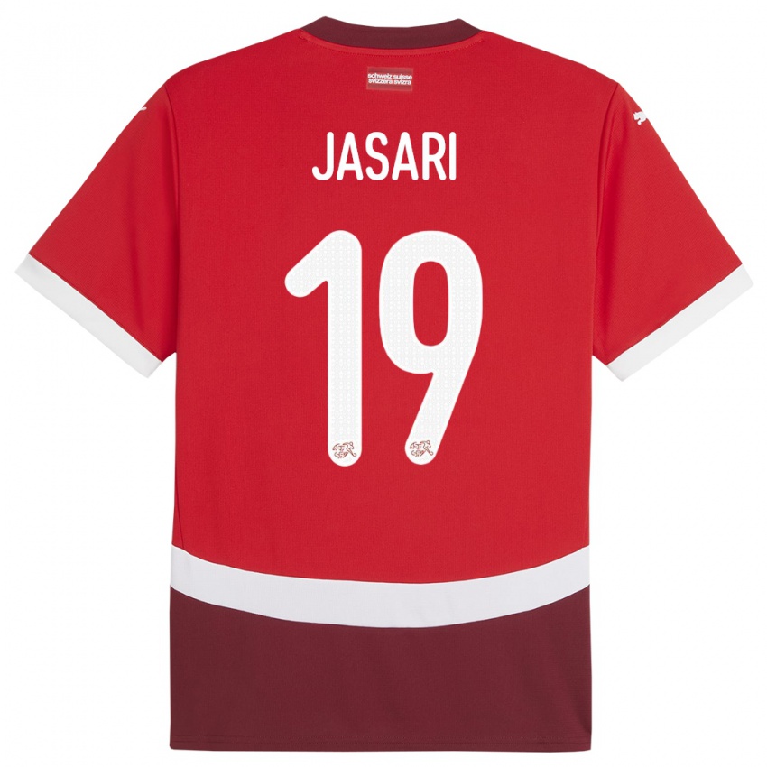 Criança Camisola Suiça Ardon Jasari #19 Vermelho Principal 24-26 Camisa Brasil