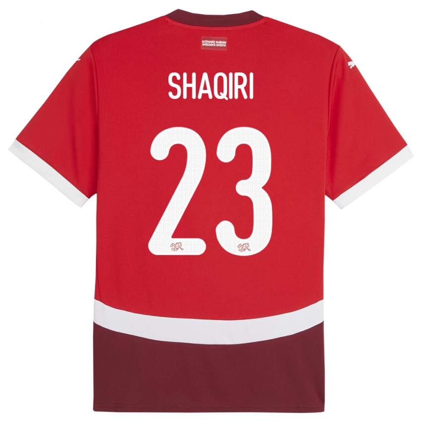 Criança Camisola Suiça Xherdan Shaqiri #23 Vermelho Principal 24-26 Camisa Brasil