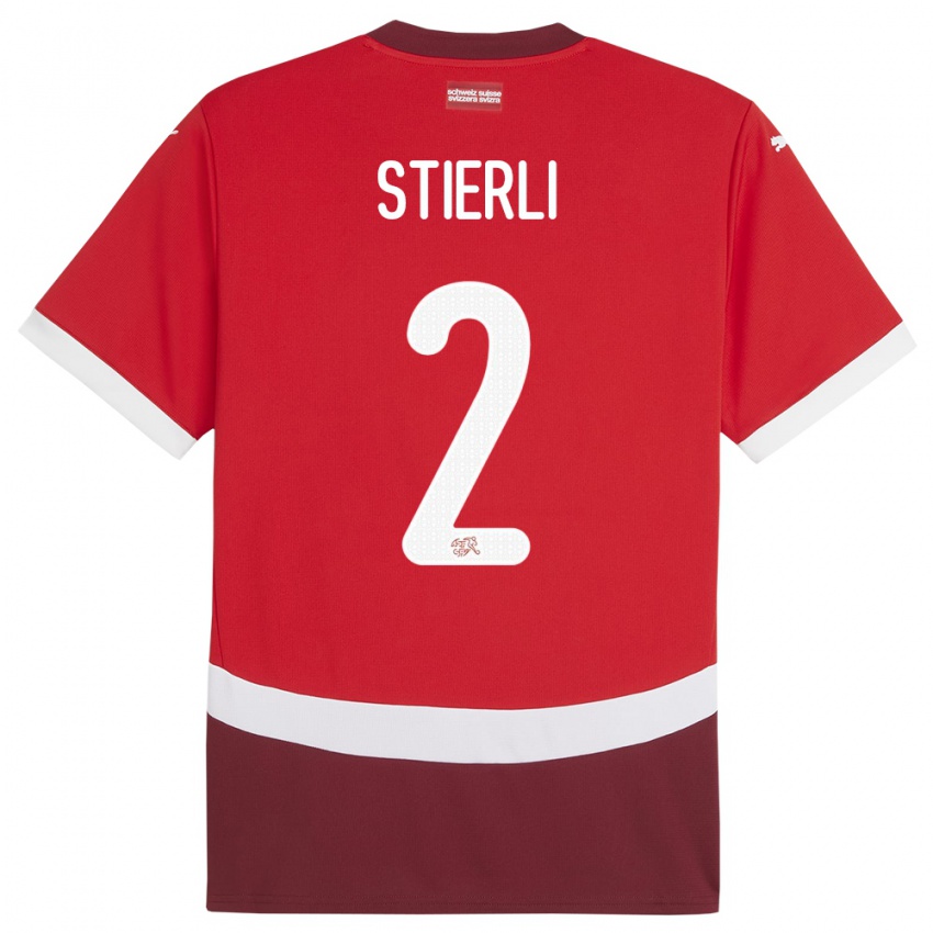 Criança Camisola Suiça Julia Stierli #2 Vermelho Principal 24-26 Camisa Brasil