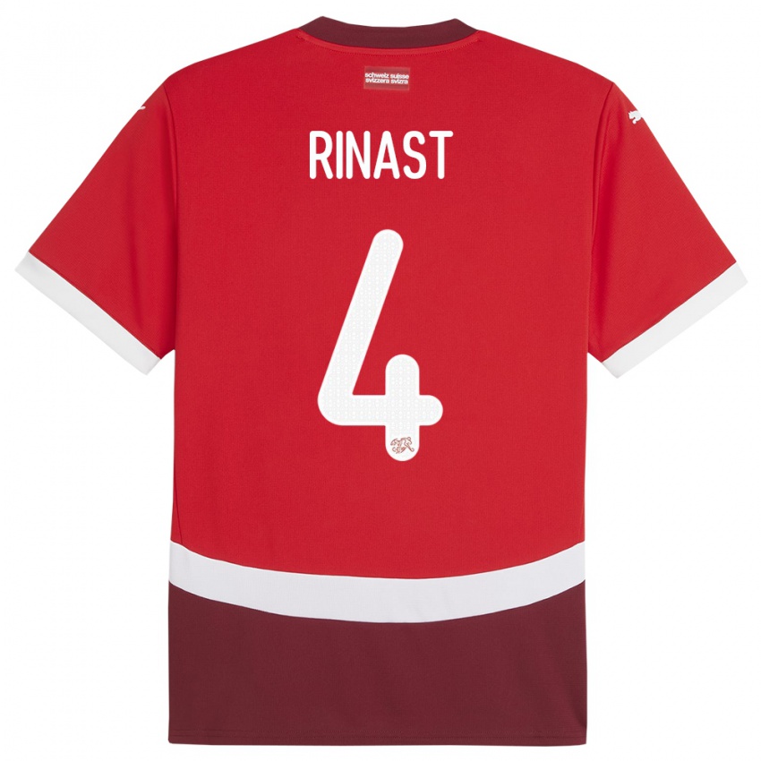 Criança Camisola Suiça Rachel Rinast #4 Vermelho Principal 24-26 Camisa Brasil