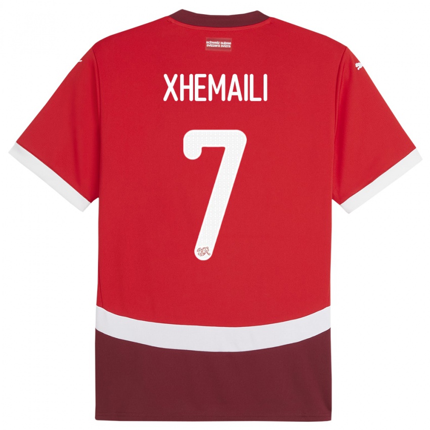 Criança Camisola Suiça Riola Xhemaili #7 Vermelho Principal 24-26 Camisa Brasil