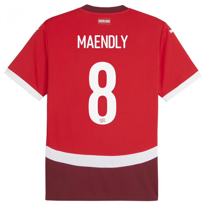 Criança Camisola Suiça Sandy Maendly #8 Vermelho Principal 24-26 Camisa Brasil