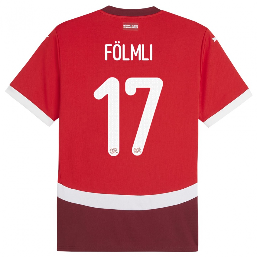 Criança Camisola Suiça Svenja Folmli #17 Vermelho Principal 24-26 Camisa Brasil