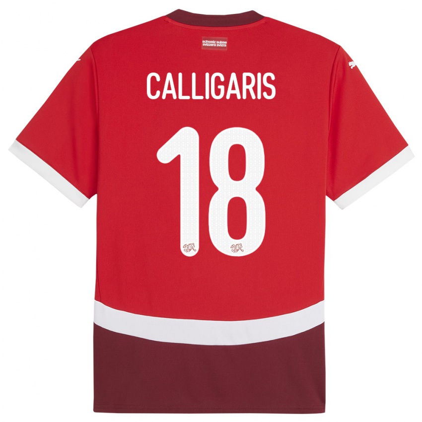 Criança Camisola Suiça Viola Calligaris #18 Vermelho Principal 24-26 Camisa Brasil