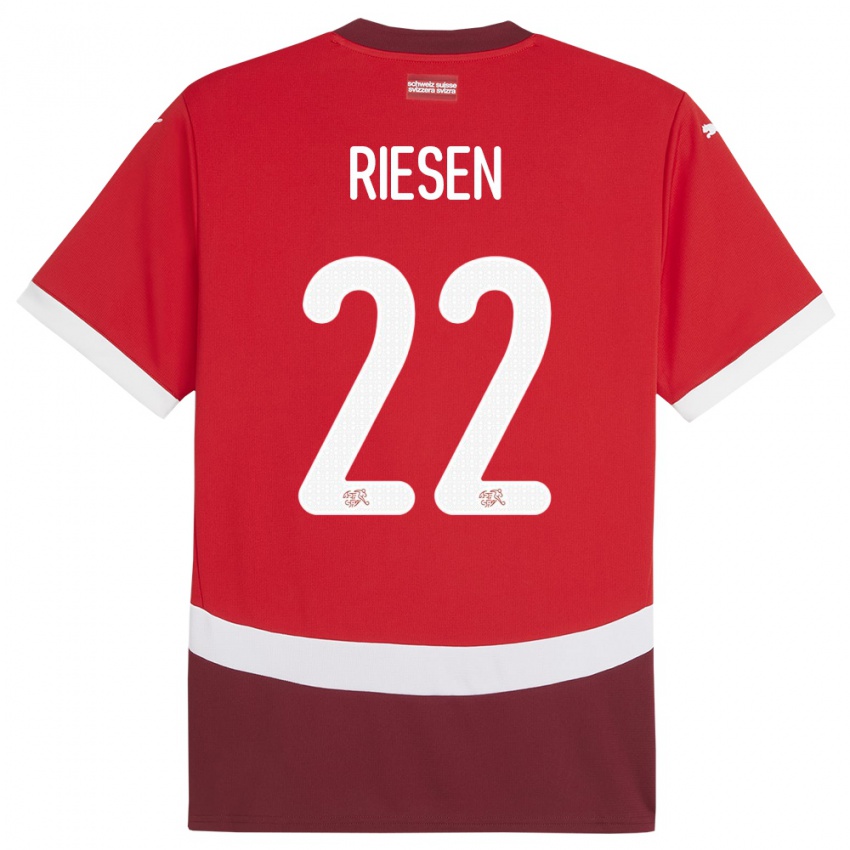 Criança Camisola Suiça Nadine Riesen #22 Vermelho Principal 24-26 Camisa Brasil