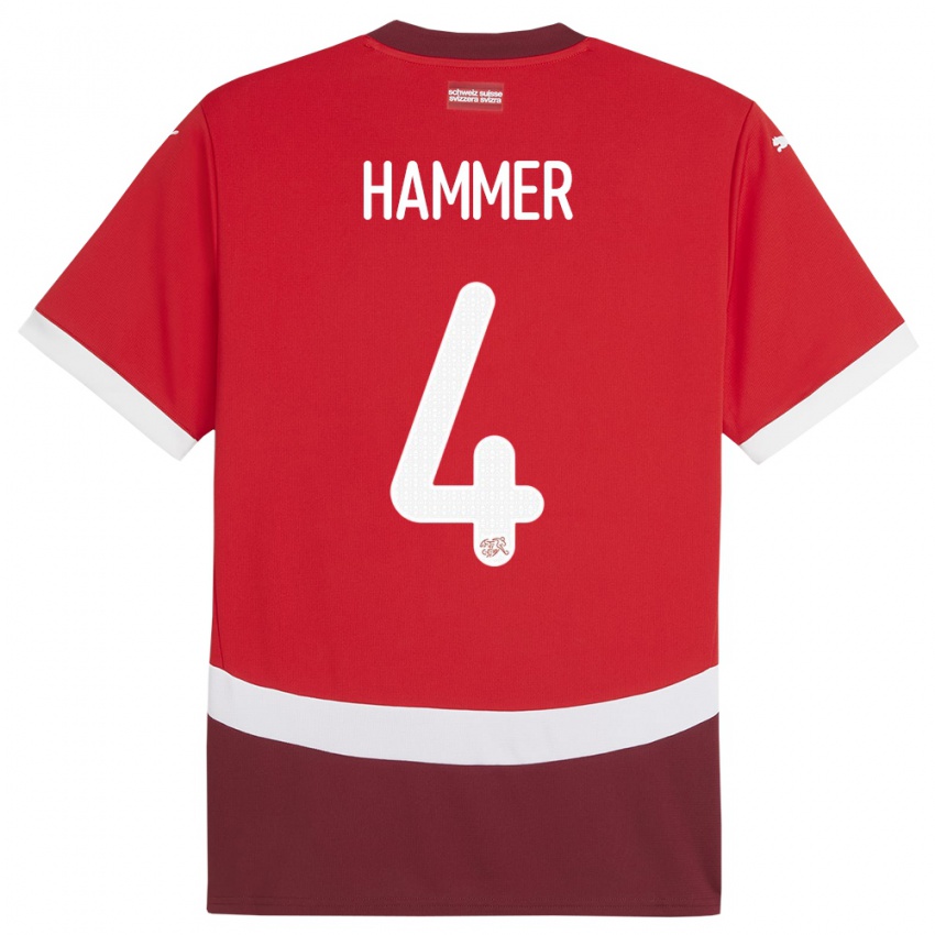 Criança Camisola Suiça Pascal Hammer #4 Vermelho Principal 24-26 Camisa Brasil