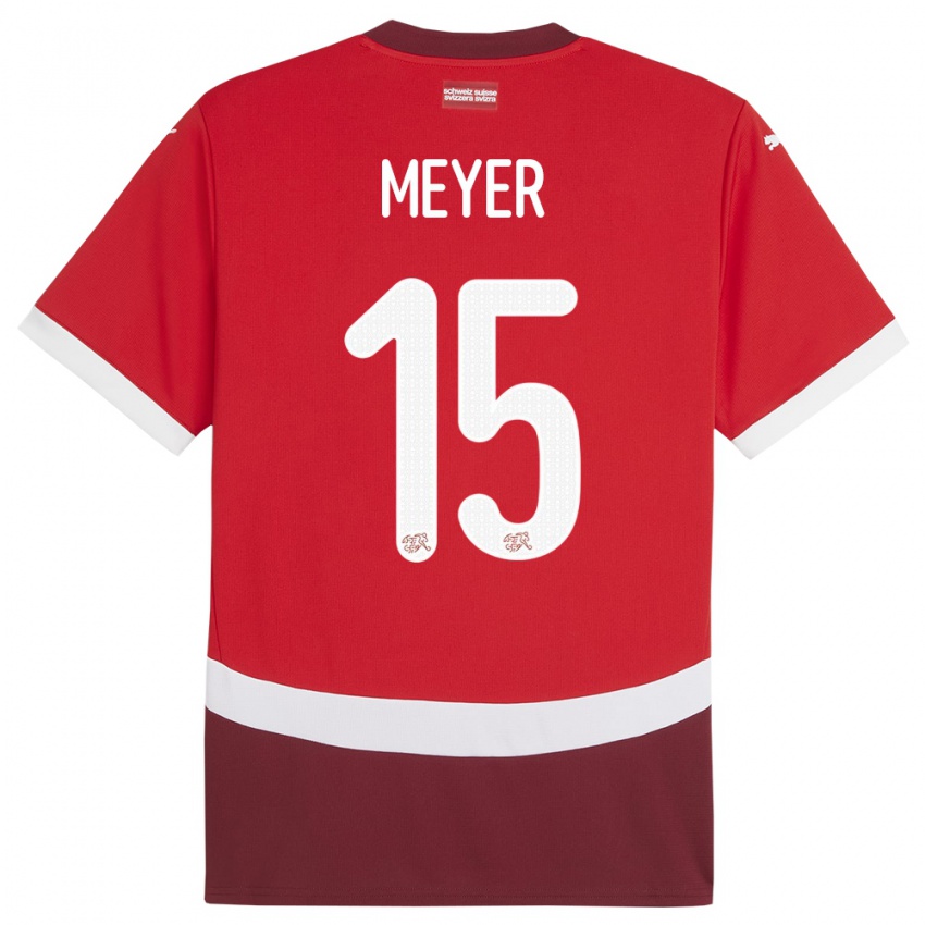 Criança Camisola Suiça Leny Meyer #15 Vermelho Principal 24-26 Camisa Brasil