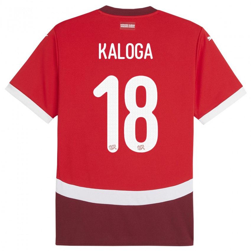 Criança Camisola Suiça Issa Kaloga #18 Vermelho Principal 24-26 Camisa Brasil