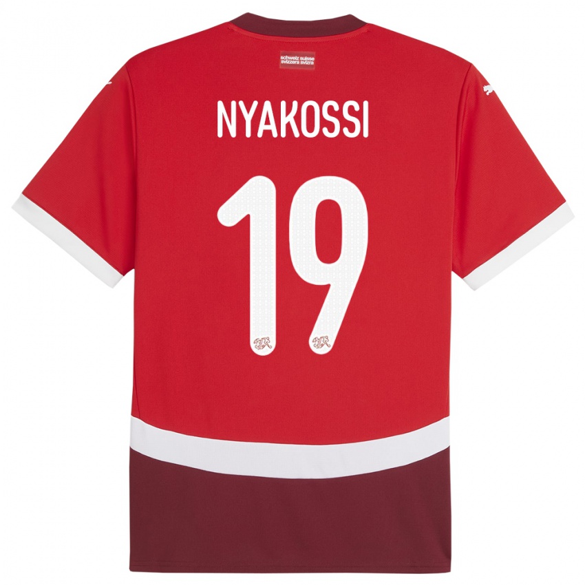 Criança Camisola Suiça Roggerio Nyakossi #19 Vermelho Principal 24-26 Camisa Brasil