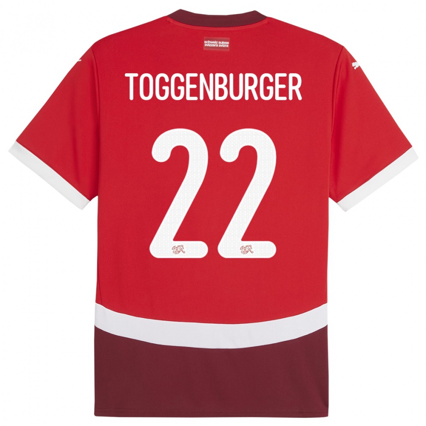 Criança Camisola Suiça Nando Toggenburger #22 Vermelho Principal 24-26 Camisa Brasil