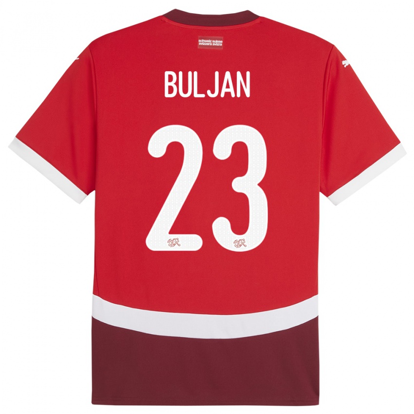 Criança Camisola Suiça Leo Buljan #23 Vermelho Principal 24-26 Camisa Brasil