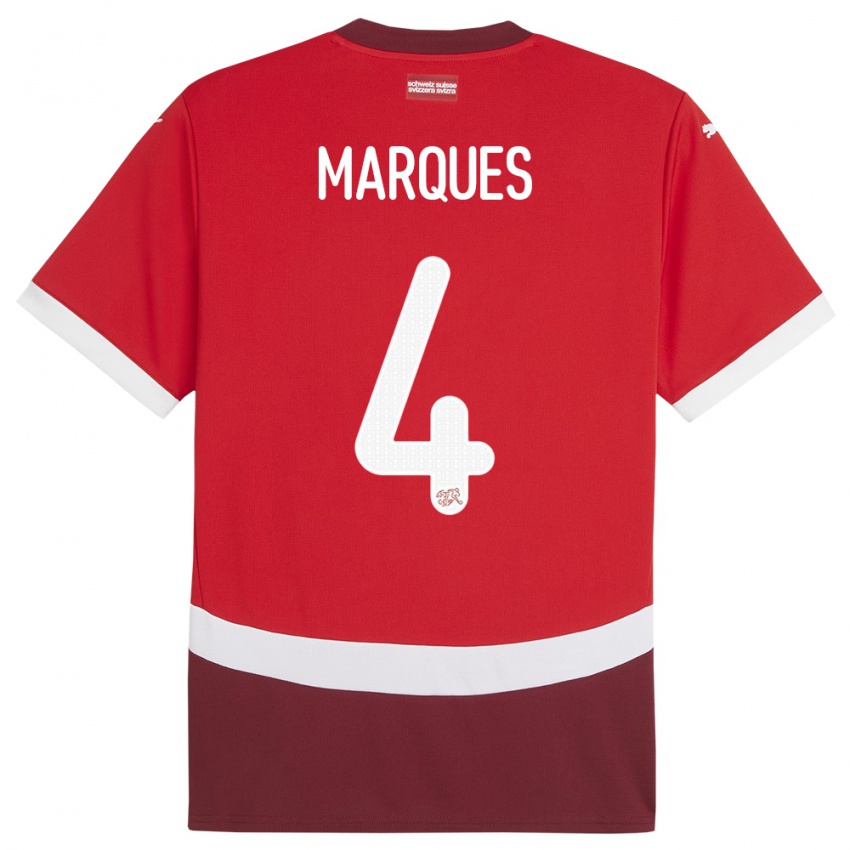 Criança Camisola Suiça Christian Marques #4 Vermelho Principal 24-26 Camisa Brasil