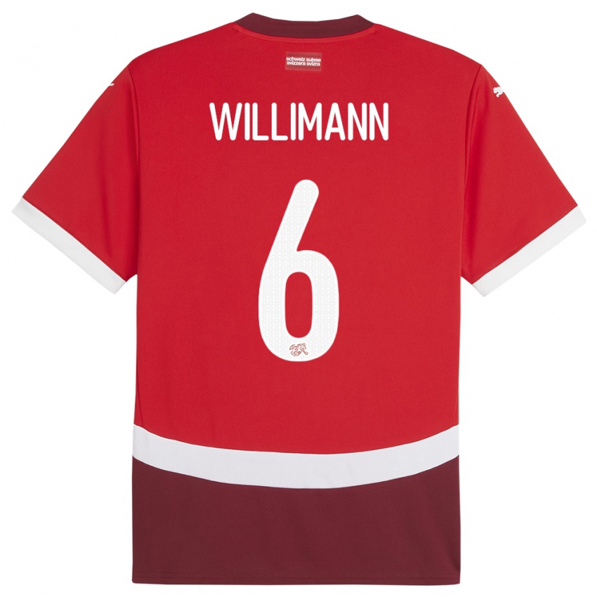 Criança Camisola Suiça Mauricio Willimann #6 Vermelho Principal 24-26 Camisa Brasil