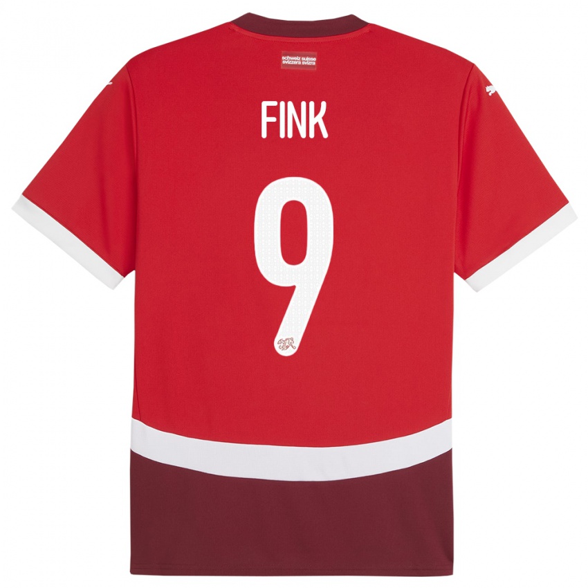 Criança Camisola Suiça Bradley Fink #9 Vermelho Principal 24-26 Camisa Brasil