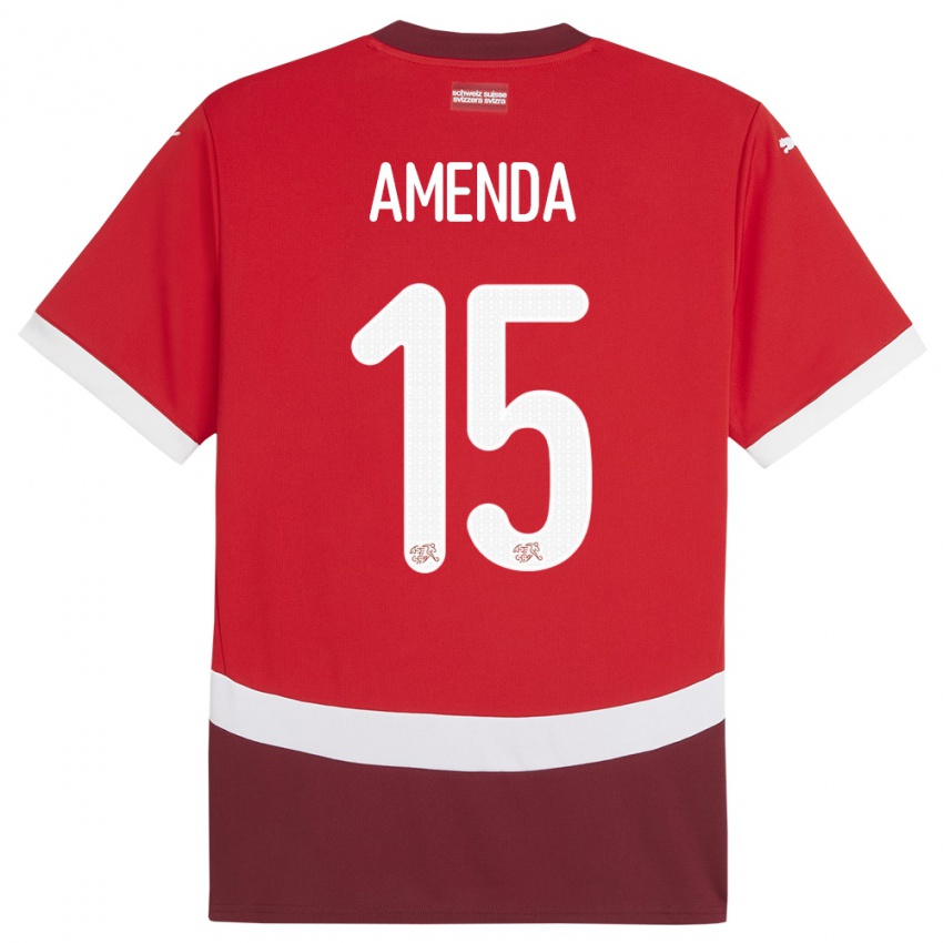 Criança Camisola Suiça Aurele Amenda #15 Vermelho Principal 24-26 Camisa Brasil