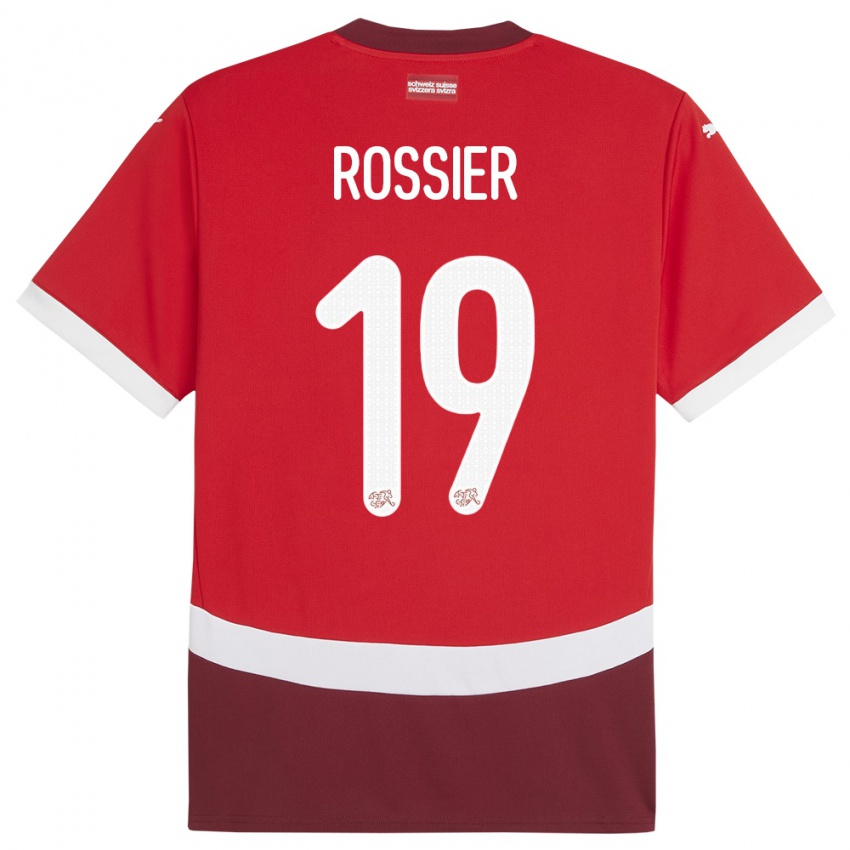 Criança Camisola Suiça Evan Rossier #19 Vermelho Principal 24-26 Camisa Brasil