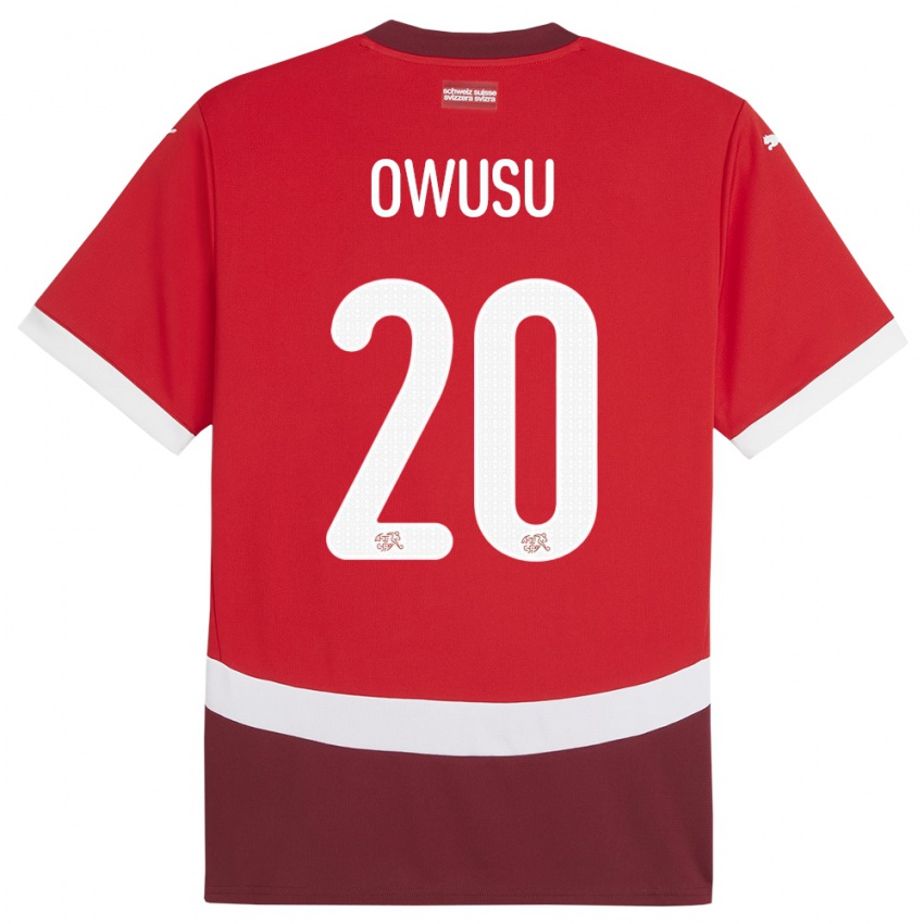 Criança Camisola Suiça Tyron Owusu #20 Vermelho Principal 24-26 Camisa Brasil