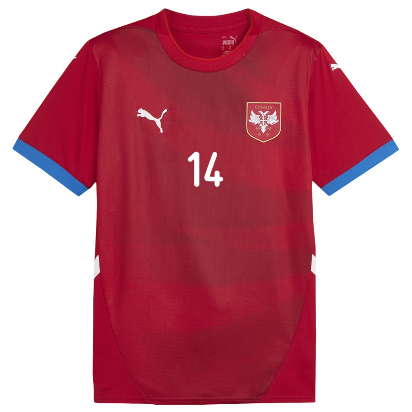 Criança Camisola Sérvia Vesna Milivojevic #14 Vermelho Principal 24-26 Camisa Brasil